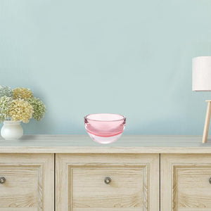 Homeroots 6" Pink Mouth Blown Crystal Thick Walled Bowl   375803