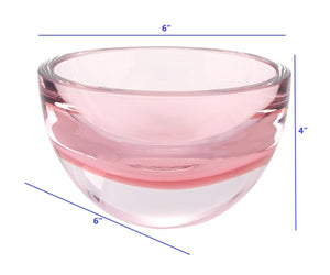Homeroots 6" Pink Mouth Blown Crystal Thick Walled Bowl   375803