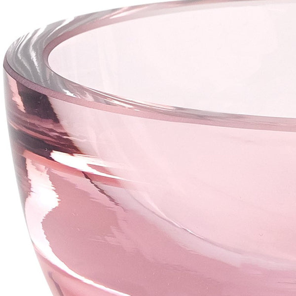 Homeroots 6" Pink Mouth Blown Crystal Thick Walled Bowl   375803