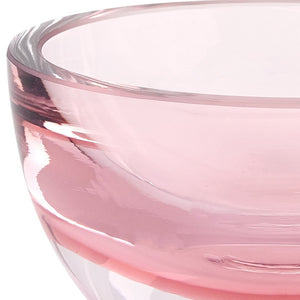 Homeroots 6" Pink Mouth Blown Crystal Thick Walled Bowl   375803