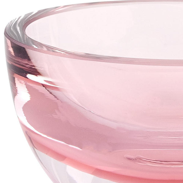 Homeroots 6" Pink Mouth Blown Crystal Thick Walled Bowl   375803