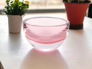 Homeroots 6" Pink Mouth Blown Crystal Thick Walled Bowl   375803