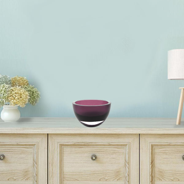 Homeroots 6 Mouth Blown European Made Lead Free Purple Crystal Bowl   375804