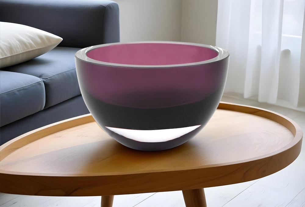 Homeroots 6 Mouth Blown European Made Lead Free Purple Crystal Bowl   375804