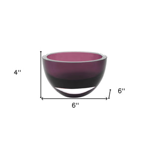 Homeroots 6 Mouth Blown European Made Lead Free Purple Crystal Bowl   375804