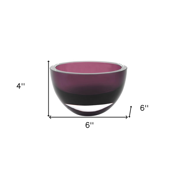 Homeroots 6 Mouth Blown European Made Lead Free Purple Crystal Bowl   375804