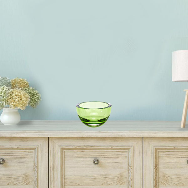 Homeroots 6 Mouth Blown Crystal European Made Lead Free Spring Green Bowl   375805