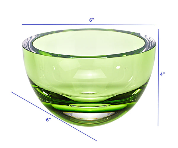 Homeroots 6 Mouth Blown Crystal European Made Lead Free Spring Green Bowl   375805