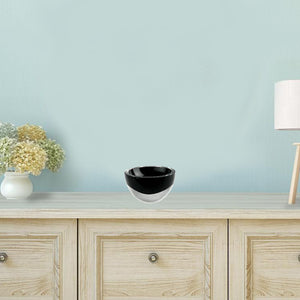 Homeroots 6" Black Mouth Blown Crystal Thick Walled Bowl   375806