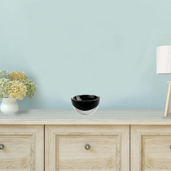 Homeroots 6" Black Mouth Blown Crystal Thick Walled Bowl   375806