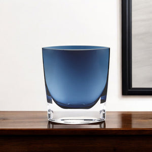 HomeRoots 8" Midnight Blue and Clear Crystal Glass Vase - Elegant Centerpiece for Home Décor and Gifts 8 inches 375814