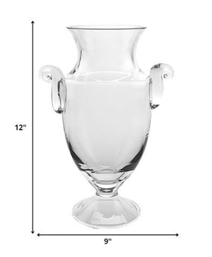 Homeroots 12 Mouth Blown Crystal European Made Trophy Vase  Lead Free Crystal 375819