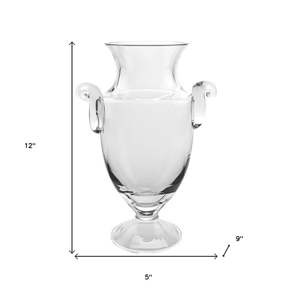 HomeRoots 12" Clear Cylinder Lead-Free Crystal Vase - Elegant Table Centerpiece for Floral Arrangements & Décor 12 inches 375819
