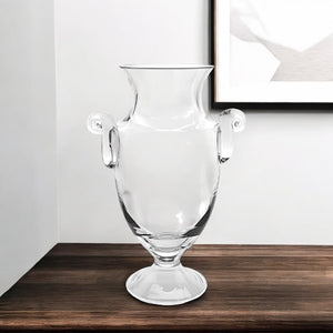 HomeRoots 12" Clear Cylinder Lead-Free Crystal Vase - Elegant Table Centerpiece for Floral Arrangements & Décor 12 inches 375819
