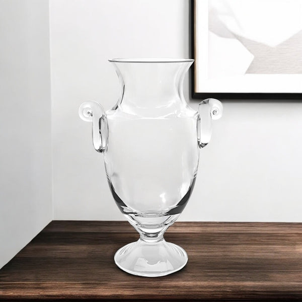 HomeRoots 12" Clear Cylinder Lead-Free Crystal Vase - Elegant Table Centerpiece for Floral Arrangements & Décor 12 inches 375819