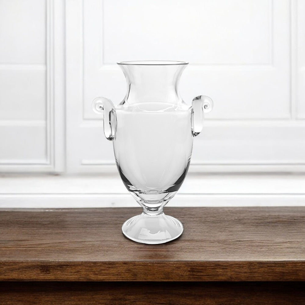 HomeRoots 12" Clear Cylinder Lead-Free Crystal Vase - Elegant Table Centerpiece for Floral Arrangements & Décor 14 inches 375820