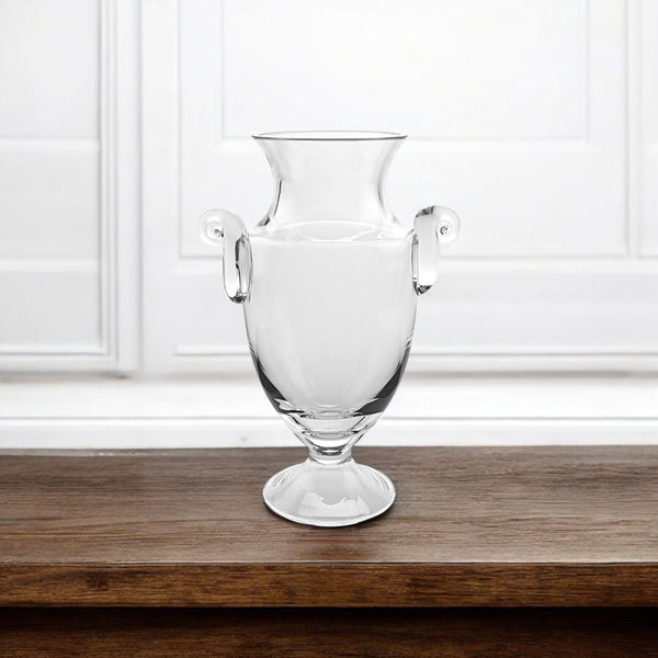 HomeRoots 12" Clear Cylinder Lead-Free Crystal Vase - Elegant Table Centerpiece for Floral Arrangements & Décor 14 inches 375820