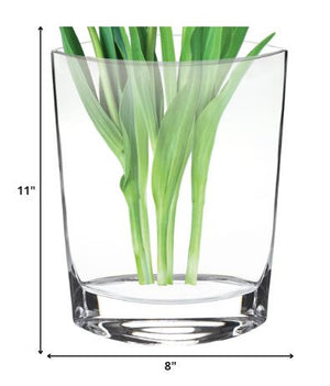 Homeroots 11 Mouth Blown Crystal European Made Pocket Shaped Vase  Lead Free Crystal 375822