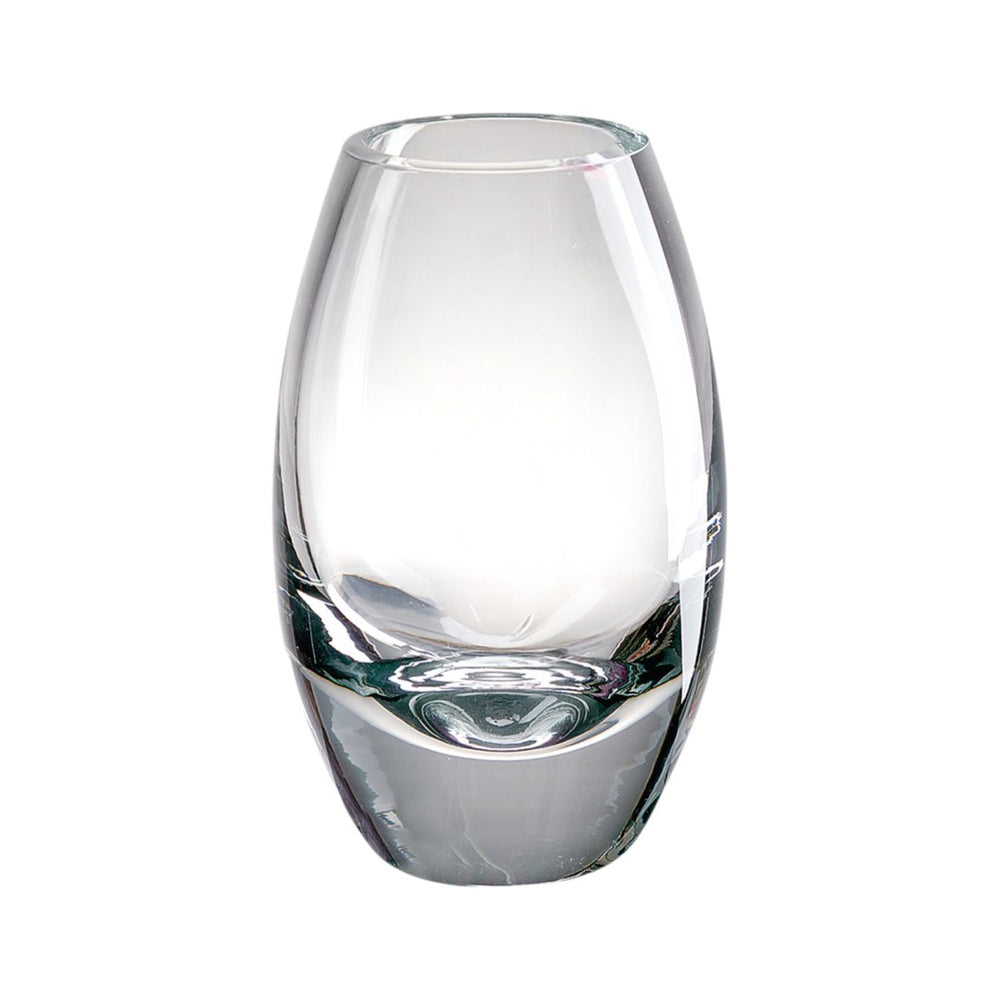 HomeRoots 9" Clear Oval Lead Free Crystal Table Vase – Handcrafted Elegance for Floral Arrangements & Gifts 375823