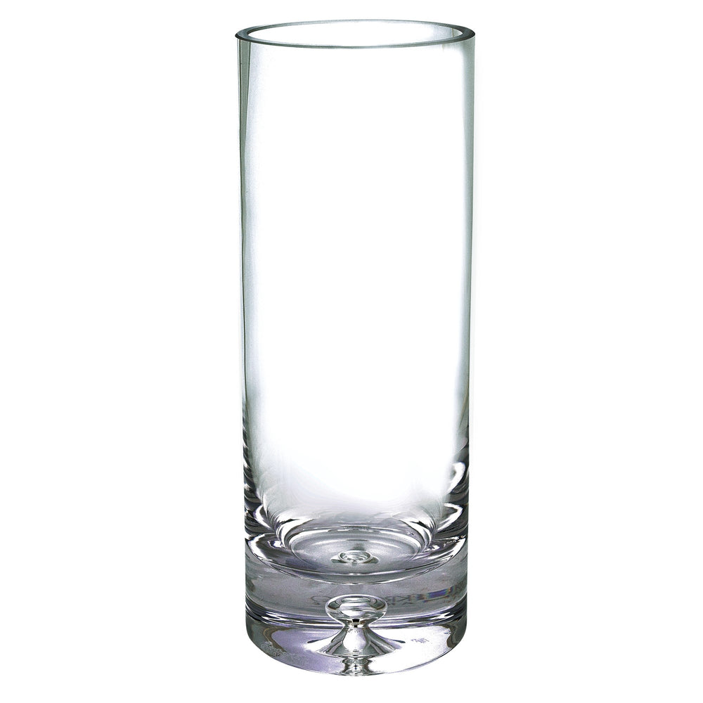 Homeroots 11" Clear Mouth Blown Crystal Cylinder Table Vase  Crystal 375829