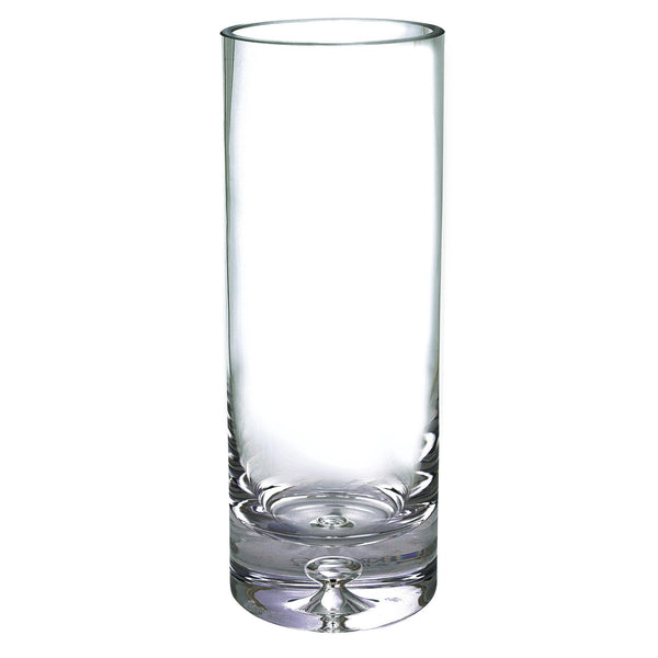 Homeroots 11" Clear Mouth Blown Crystal Cylinder Table Vase  Crystal 375829