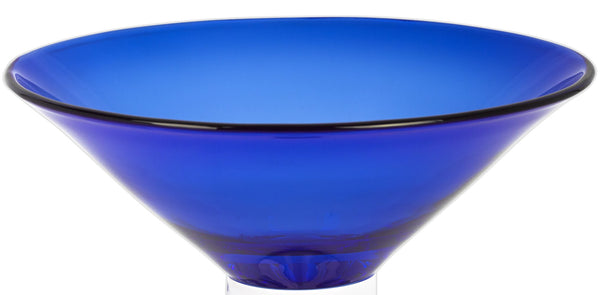 Homeroots 11 Mouth Blown Crystal Cobalt Blue Centerpiece Bowl   375838