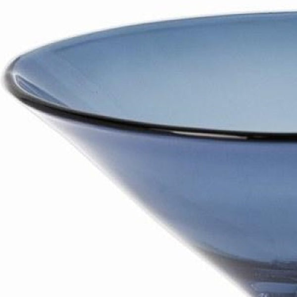 Homeroots 11" Blue Mouth Blown Crystal Round Pedestal Centerpiece Bowl   375839