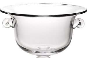 Homeroots 11" Clear Mouth  Blown Crystal Round Pedestal Centerpiece Bowl   375840