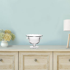 Homeroots 11" Clear Mouth  Blown Crystal Round Pedestal Centerpiece Bowl   375840