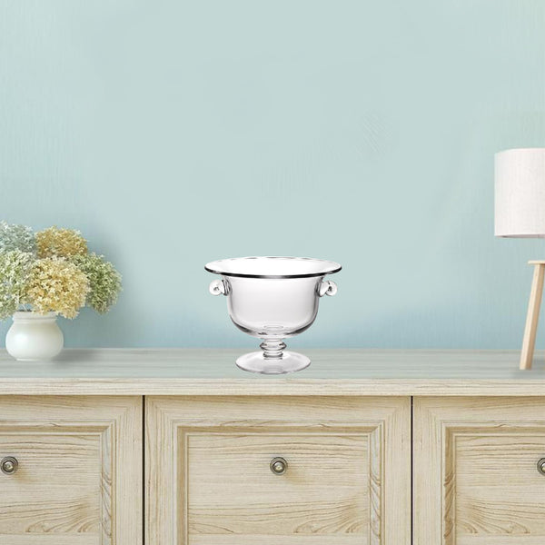 Homeroots 13 Mouth Blown Crystal Trophy Centerpiece Fruit Or Punchbowl   375841