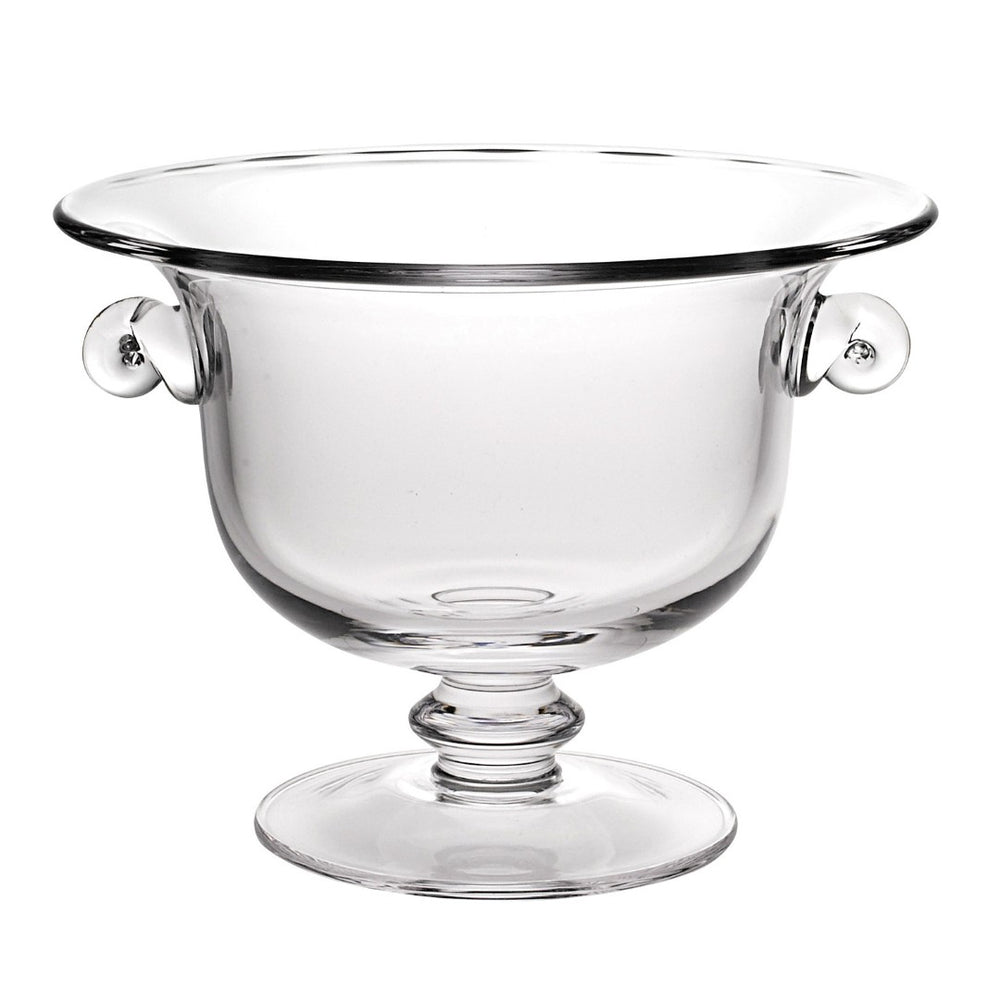 HomeRoots 11" Clear Crystal Pedestal Bowl - Handcrafted Mouth-Blown Centerpiece for Elegant Table Displays 9.75 inches 375841