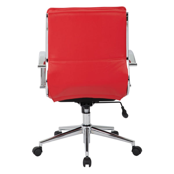OSP Home Furnishings Mid Back Faux Leather Manager Chair with Lumbar Support and Chrome Loop Arms Red SPX23591C-U9