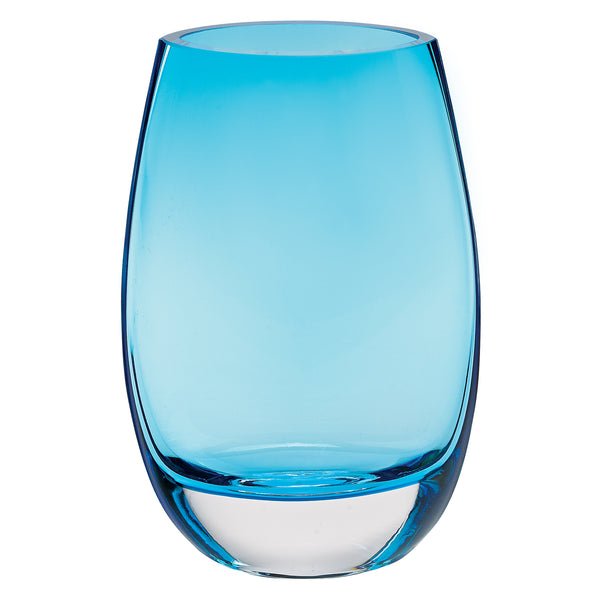 Homeroots 8 Mouth Blown Crystal Lead Free Oval Thick Aqua Blue Walled Vase  Lead Free Crystal 375844