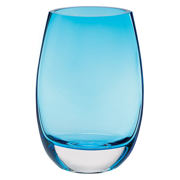 Homeroots 8 Mouth Blown Crystal Lead Free Oval Thick Aqua Blue Walled Vase  Lead Free Crystal 375844