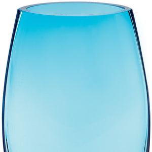 Homeroots 8 Mouth Blown Crystal Lead Free Oval Thick Aqua Blue Walled Vase  Lead Free Crystal 375844