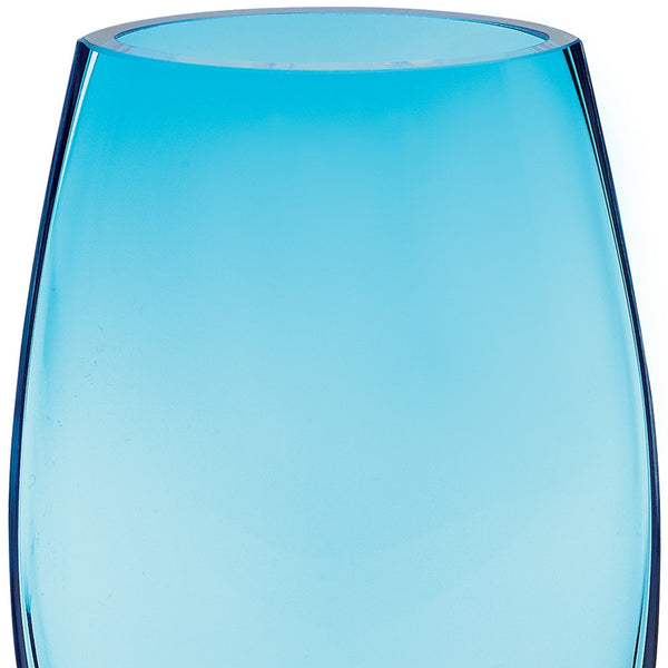 Homeroots 8 Mouth Blown Crystal Lead Free Oval Thick Aqua Blue Walled Vase  Lead Free Crystal 375844