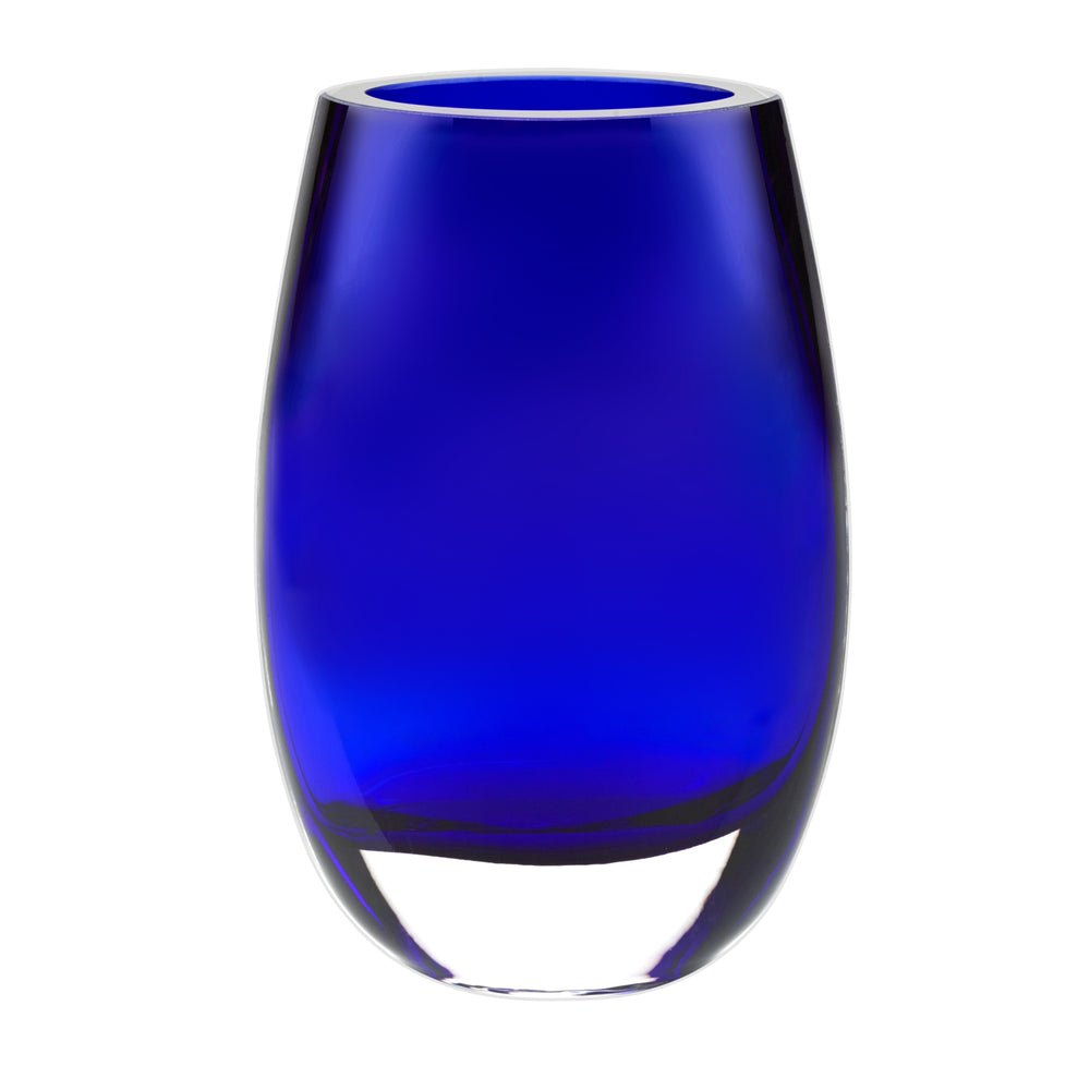 Homeroots 8 Mouth Blown Crystal Cobalt Blue Vase  Lead Free Crystal 375846