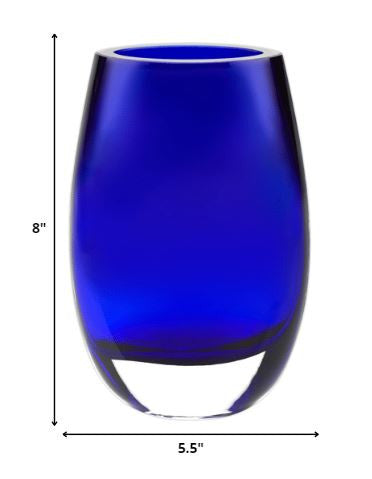 Homeroots 8 Mouth Blown Crystal Cobalt Blue Vase  Lead Free Crystal 375846