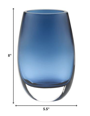 Homeroots 8 Mouth Blown Crystal Oval Thick Midnight Blue Walled Vase  Lead Free Crystal 375847