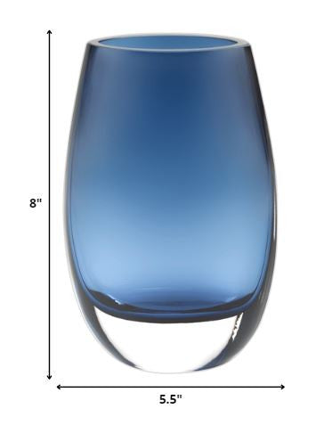Homeroots 8 Mouth Blown Crystal Oval Thick Midnight Blue Walled Vase  Lead Free Crystal 375847