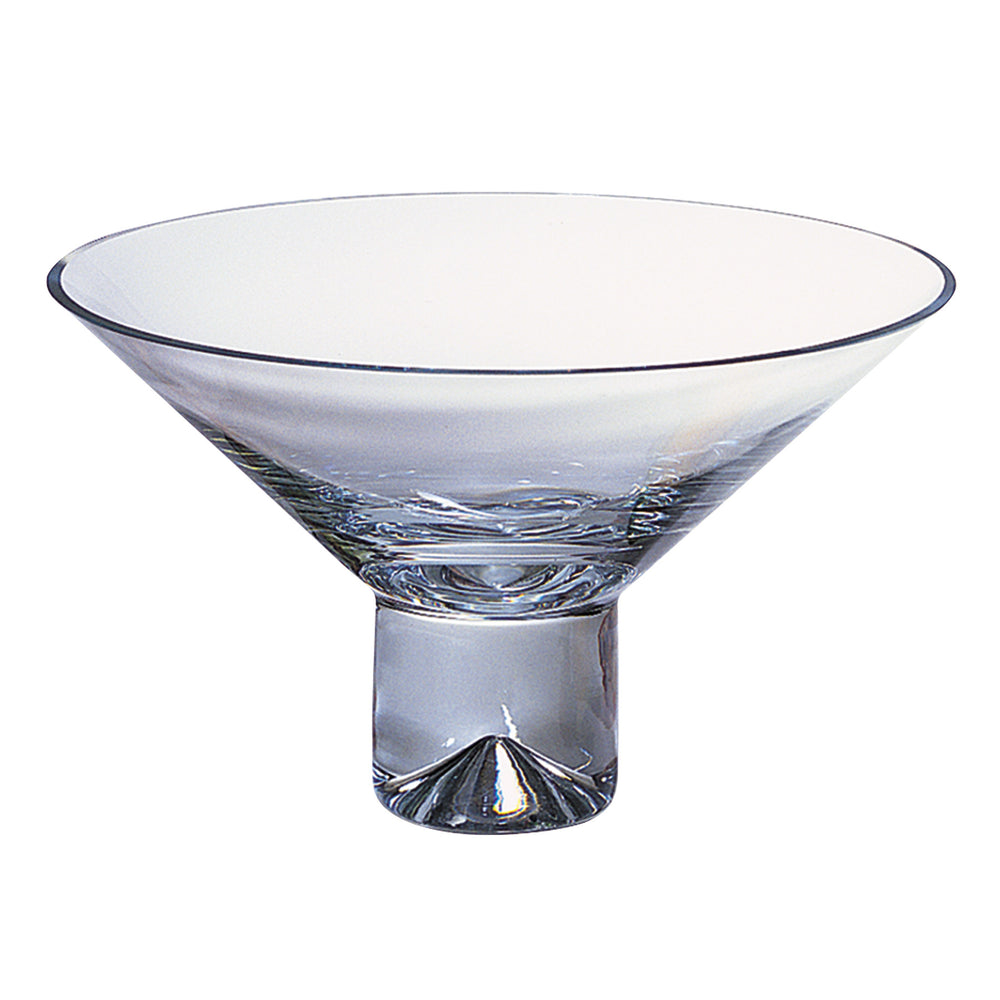 Homeroots 11" Clear Mouth Blown Crystal Round Pedestal Centerpiece Bowl   375849