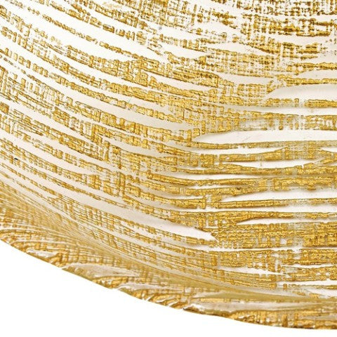 Homeroots 9 Hand Crafted Glass Oval Gold Bowl - Elegant Centerpiece For Serving Salads, Desserts & Appetizers 2 Inches  375854