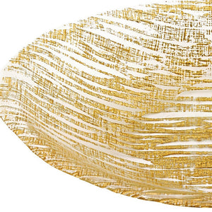 Homeroots 9 Hand Crafted Glass Oval Gold Bowl - Elegant Centerpiece For Serving Salads, Desserts & Appetizers 2 Inches  375854