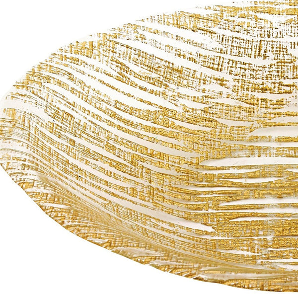 Homeroots 9 Hand Crafted Glass Oval Gold Bowl - Elegant Centerpiece For Serving Salads, Desserts & Appetizers 2 Inches  375854