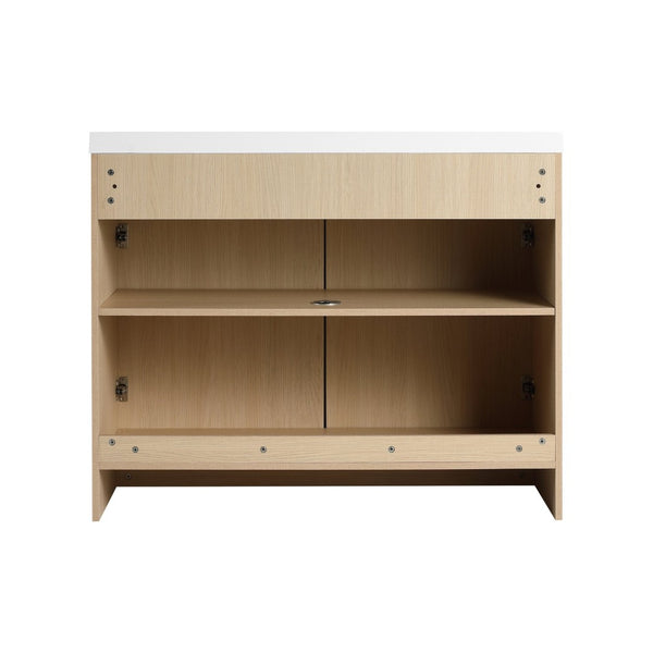 English Elm 42" Freestanding Bathroom Vanity Plywood Base Resin Sink Soft Close Doors Dune Oak W999S00510