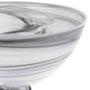 Homeroots 10" Black And Gray Swirl Mouth Blown Glass Footed Centerpiece Bowl   375873