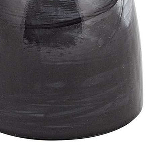 Homeroots 10" Black And Gray Swirl Mouth Blown Glass Footed Centerpiece Bowl   375873