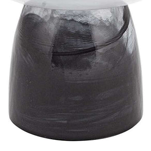 Homeroots 10" Black And Gray Swirl Mouth Blown Glass Footed Centerpiece Bowl   375873