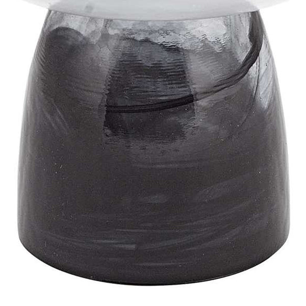 Homeroots 10" Black And Gray Swirl Mouth Blown Glass Footed Centerpiece Bowl   375873