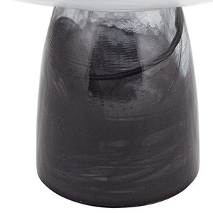 Homeroots 11" Black And White Alabaster Glass Round Pedestal Centerpiece Bowl   375874